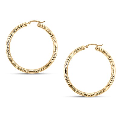 Textured Hoop Earrings in 10K Yellow Gold 4.63 Grams