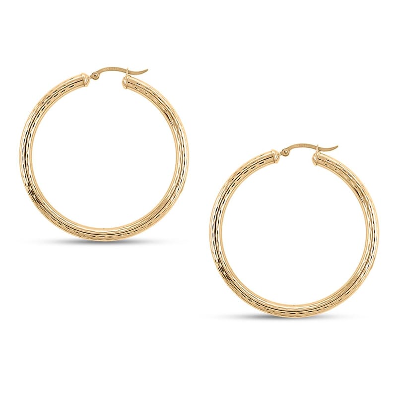 Textured Hoop Earrings in 10K Yellow Gold 4.63 Grams