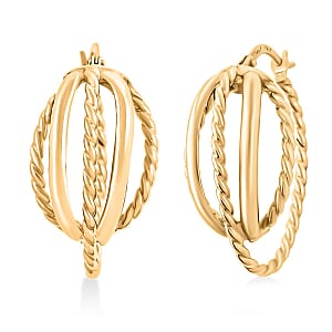 Doorbuster Italian Twisted Oval Hoop Earrings in 14K Yellow Gold 2.92 Grams