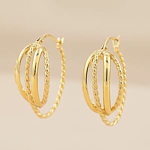 Doorbuster Italian Twisted Oval Hoop Earrings in 14K Yellow Gold 2.92 Grams