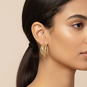 Doorbuster Italian Twisted Oval Hoop Earrings in 14K Yellow Gold 2.92 Grams
