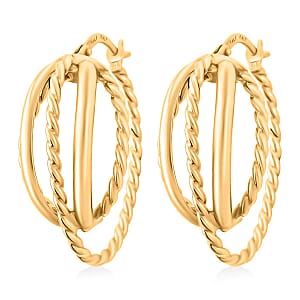 Doorbuster Italian Twisted Oval Hoop Earrings in 14K Yellow Gold 2.92 Grams