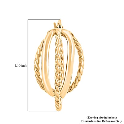 Italian Twisted Oval Hoop Earrings in 14K Yellow Gold 2.92 Grams