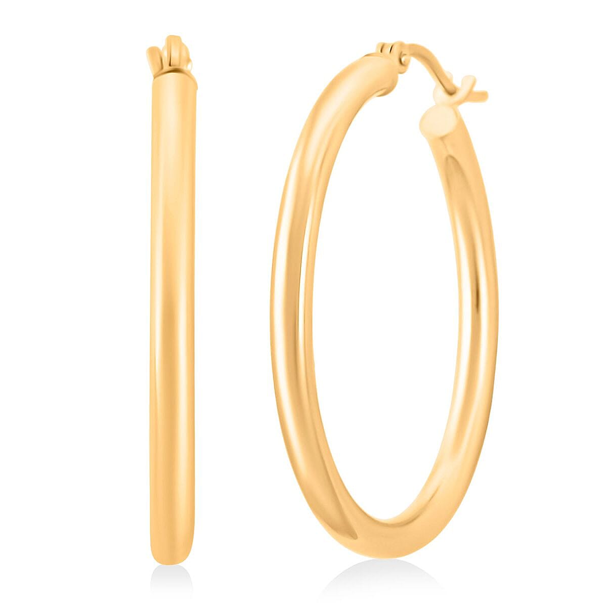 Doorbuster Italian Hoop Earrings in 14K Yellow Gold 2.3 Grams image number 0