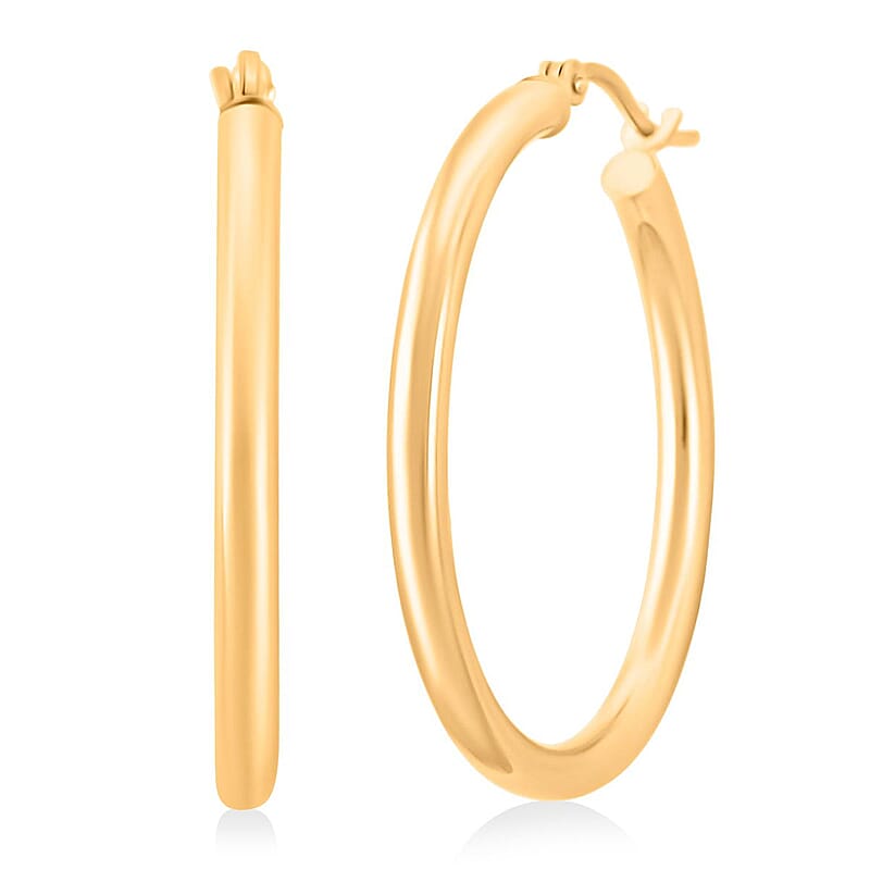  Italian Hoop Earrings in 14K Yellow Gold 2.3 Grams