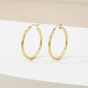 Doorbuster Italian Hoop Earrings in 14K Yellow Gold 2.3 Grams