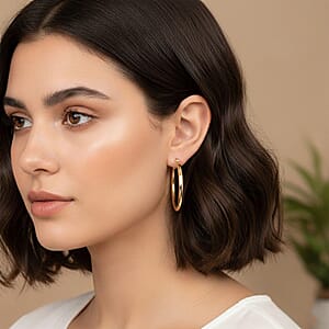 Doorbuster Italian Hoop Earrings in 14K Yellow Gold 2.3 Grams