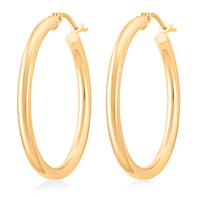  Italian Hoop Earrings in 14K Yellow Gold 2.3 Grams
