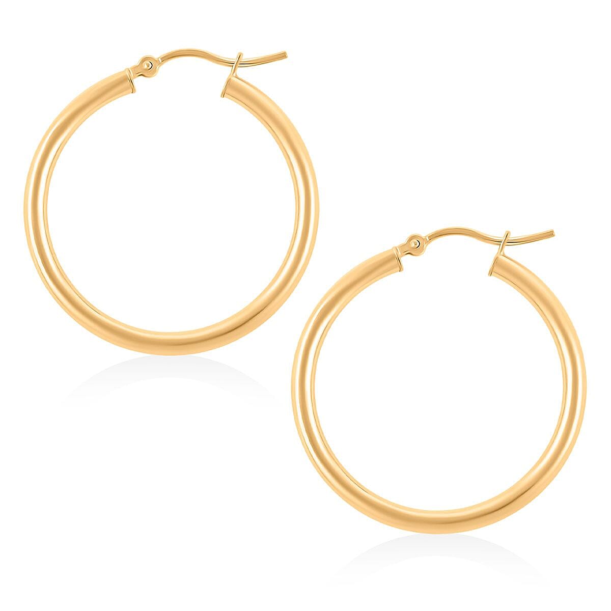 Doorbuster Italian Hoop Earrings in 14K Yellow Gold 2.3 Grams image number 4