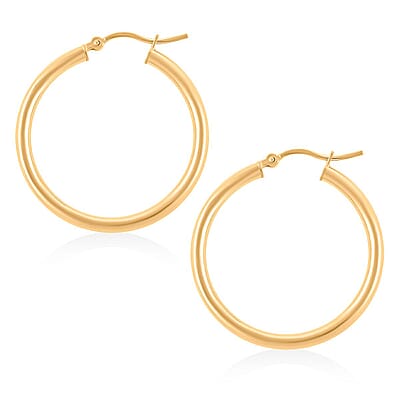  Italian Hoop Earrings in 14K Yellow Gold 2.3 Grams