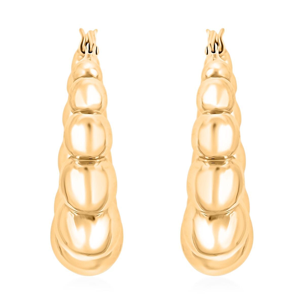 Bead Hoop Earrings in 14K Yellow Gold 4.82 Grams image number 0