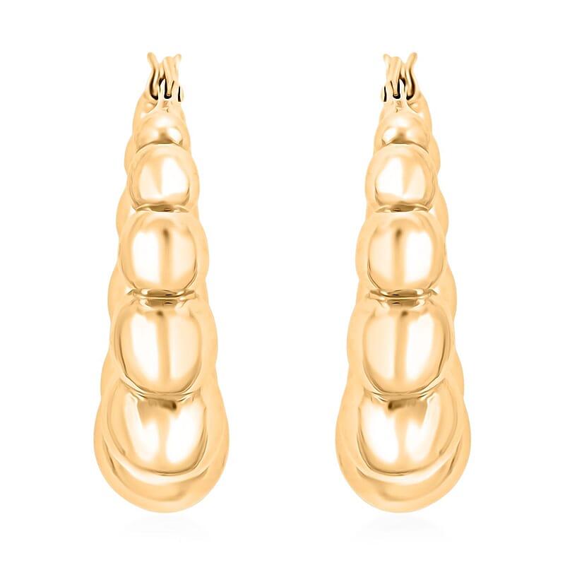 Bead Hoop Earrings in 14K Yellow Gold 4.82 Grams