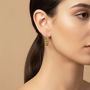 Bead Hoop Earrings in 14K Yellow Gold 4.82 Grams