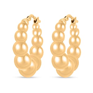 Bead Hoop Earrings in 14K Yellow Gold 4.82 Grams