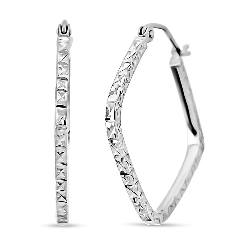 14K White Gold Square Hoop Earrings (1.38 Grams)