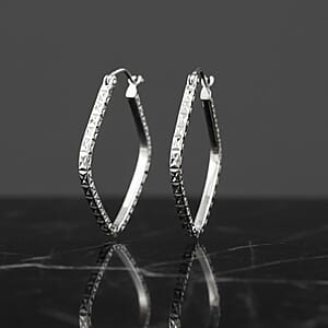 14K White Gold Square Hoop Earrings (1.38 Grams)