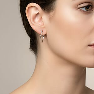 14K White Gold Square Hoop Earrings (1.38 Grams)