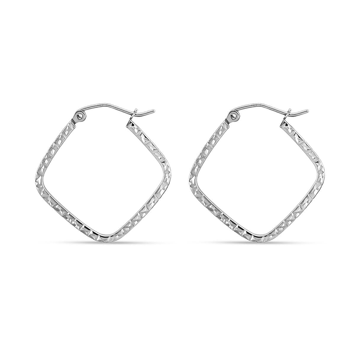 14K White Gold Square Hoop Earrings (1.38 Grams) image number 3