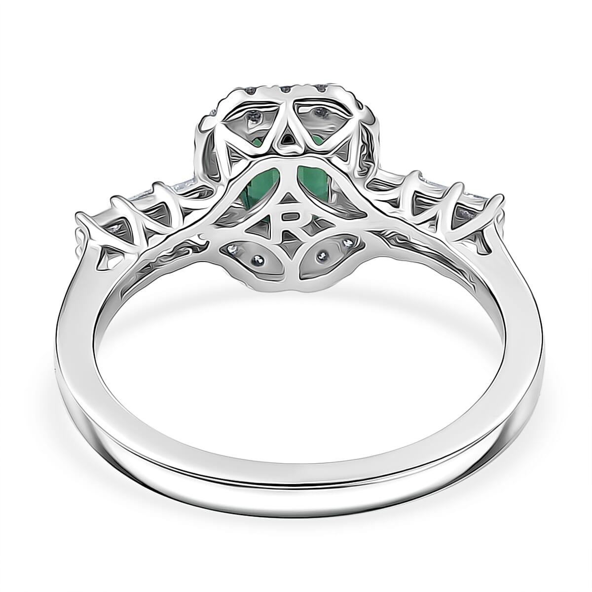 Doorbuster Certified & Appraised Rhapsody AAAA Pirineu Lagoon Tourmaline and Diamond E-F VS 1.45 ctw Ring in 950 Platinum (Size 6.0) 5.78 Grams image number 4