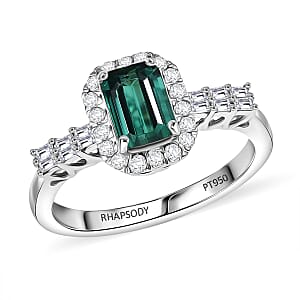 Doorbuster Certified & Appraised Rhapsody AAAA Pirineu Lagoon Tourmaline and Diamond E-F VS 1.45 ctw Ring in 950 Platinum (Size 7.0) 5.78 Grams
