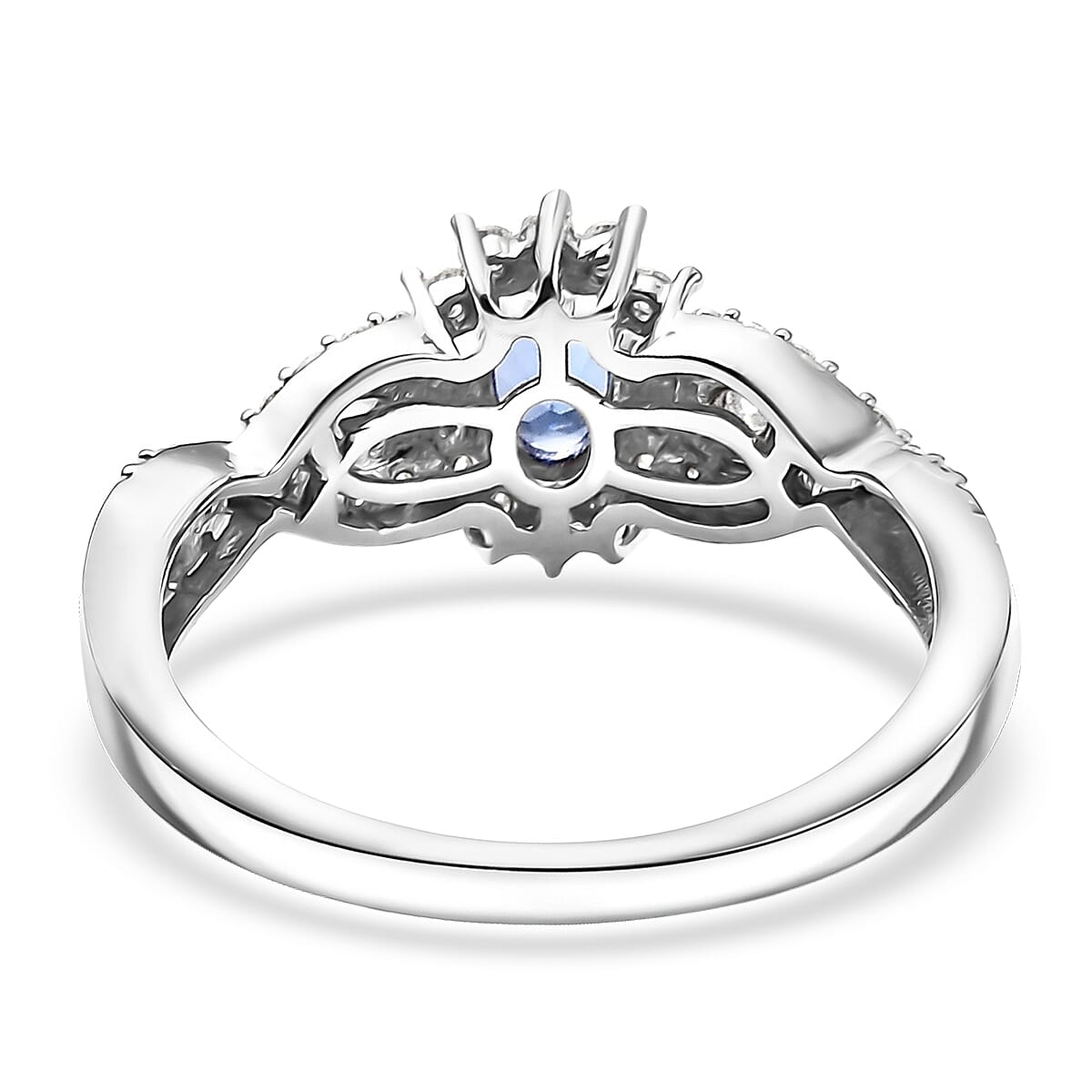 D'Joy AAA Tanzanite, Moissanite Ring in Rhodium Over Sterling Silver 1.00 ctw (Size 6.0) image number 4