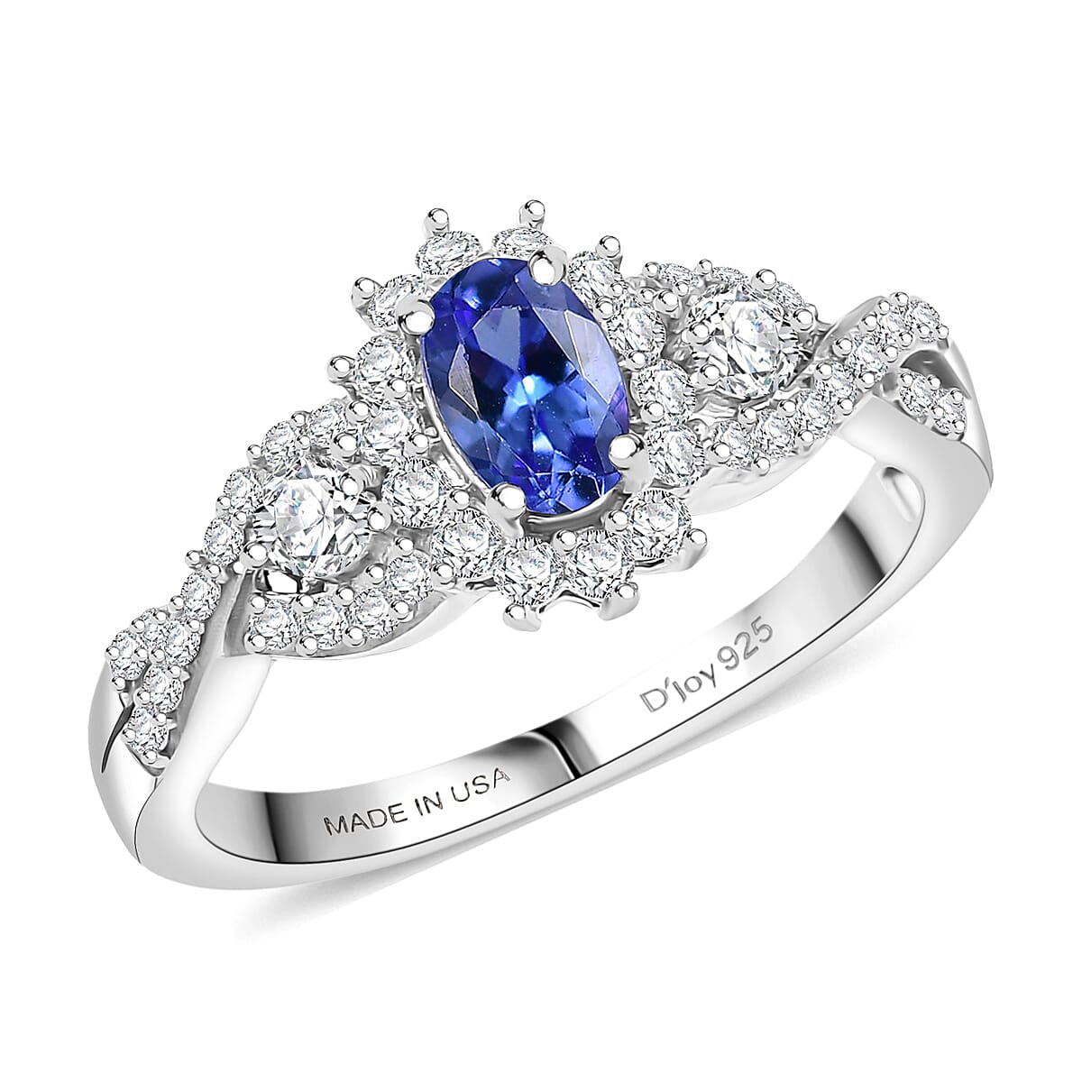 D'Joy AAA Tanzanite, Moissanite Ring in Rhodium Over Sterling Silver 1.00 ctw (Size 9.0) image number 0