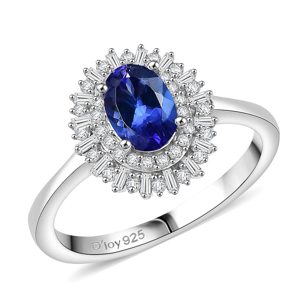 D'Joy AAA Tanzanite and Diamond 1.10 ctw Twilight Burst Ring in Rhodium Over Sterling Silver (Size 6.0) image number 0