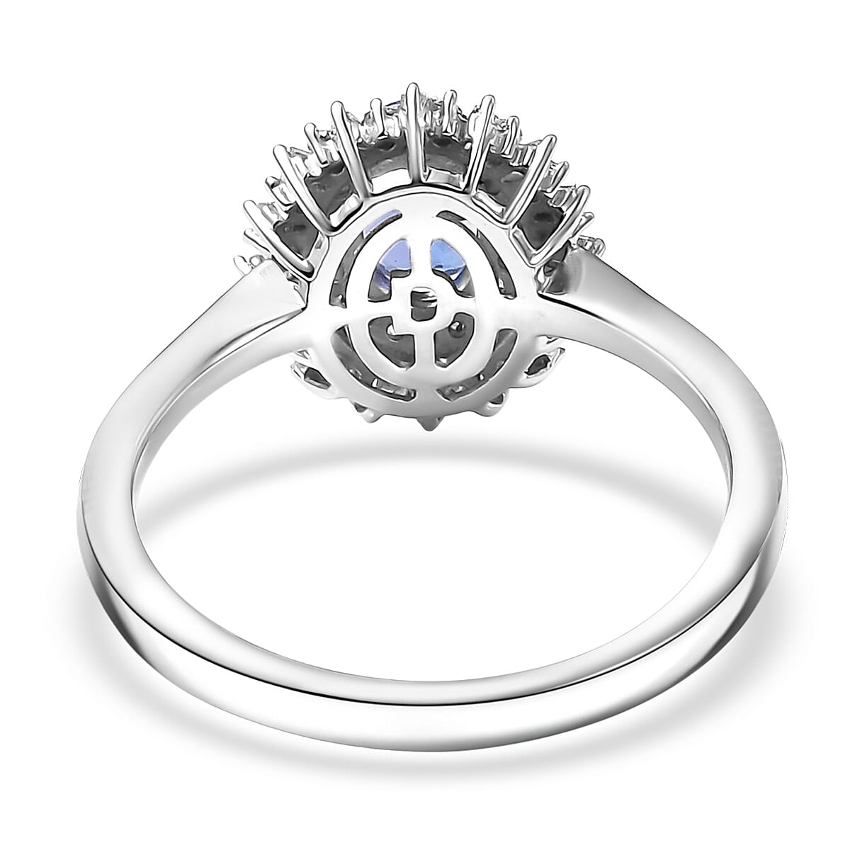 D'Joy AAA Tanzanite and Diamond 1.10 ctw Twilight Burst Ring in Rhodium Over Sterling Silver (Size 7.0) image number 4