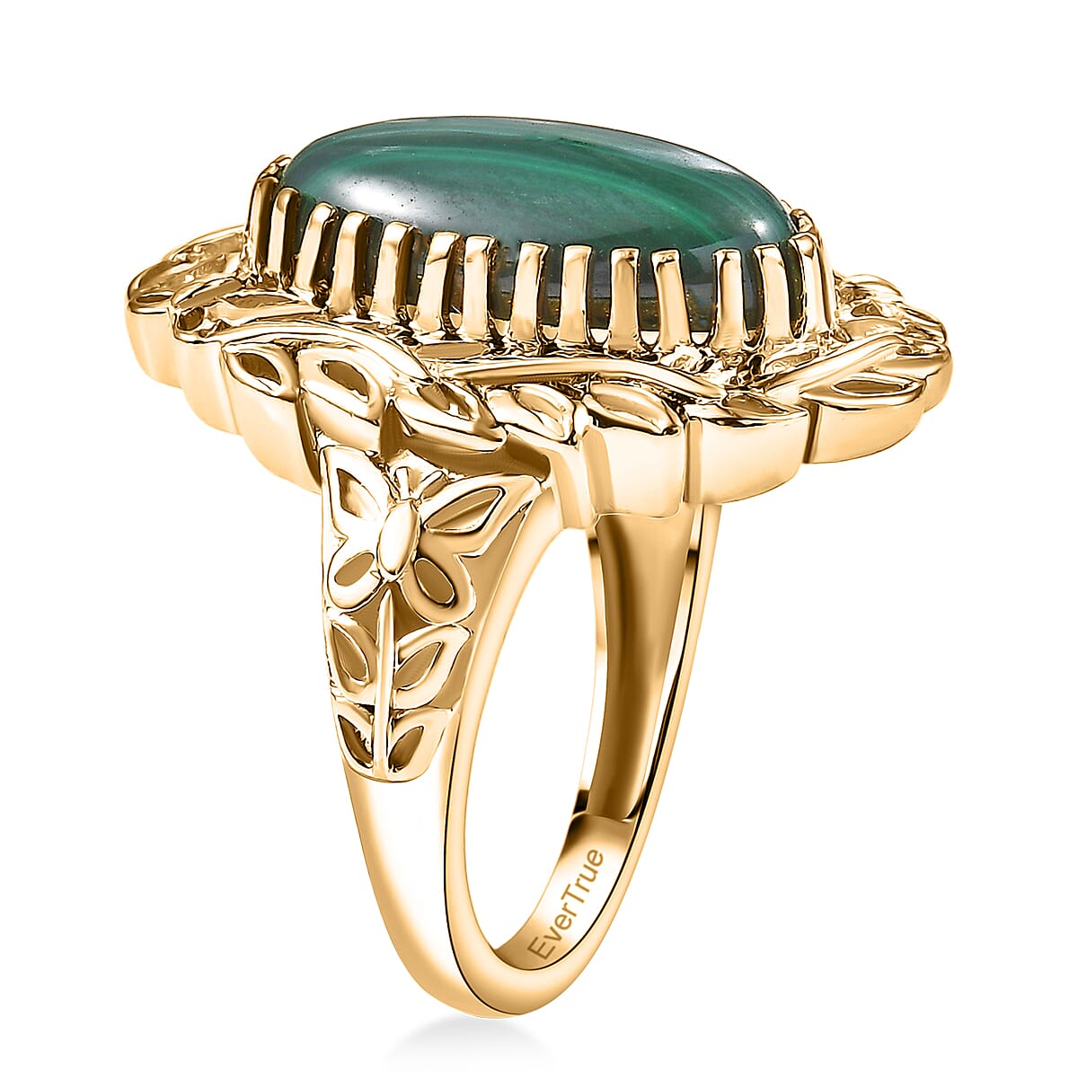EverTrue African Malachite 7.15 ctw Tropical Forest Ring in 18K YG Plated (Size 6.0) image number 3