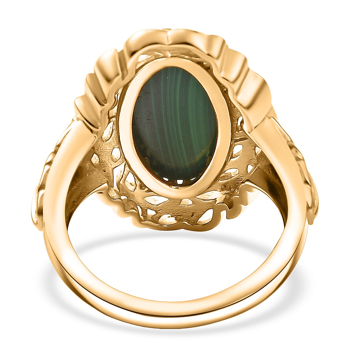 EverTrue African Malachite 7.15 ctw Tropical Forest Ring in 18K YG Plated (Size 8.0) image number 4