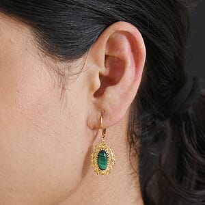 EverTrue African Malachite 6.30 ctw Earrings in 18K YG Plated