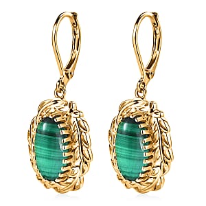 EverTrue African Malachite 6.30 ctw Earrings in 18K YG Plated