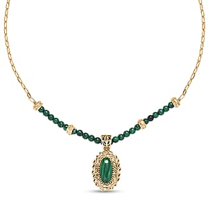 EverTrue African Malachite 32.35 ctw Necklace in 18K YG Plated 18 Inches 
