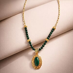 EverTrue African Malachite 32.35 ctw Necklace in 18K YG Plated 18 Inches 