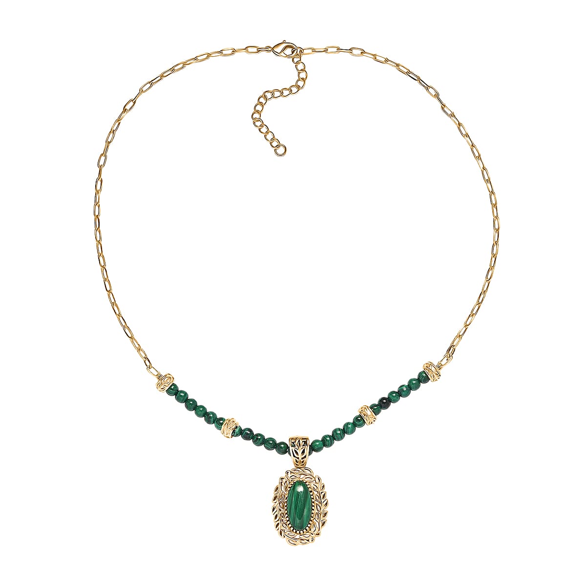 EverTrue African Malachite 32.35 ctw Necklace in 18K YG Plated 18 Inches  image number 3