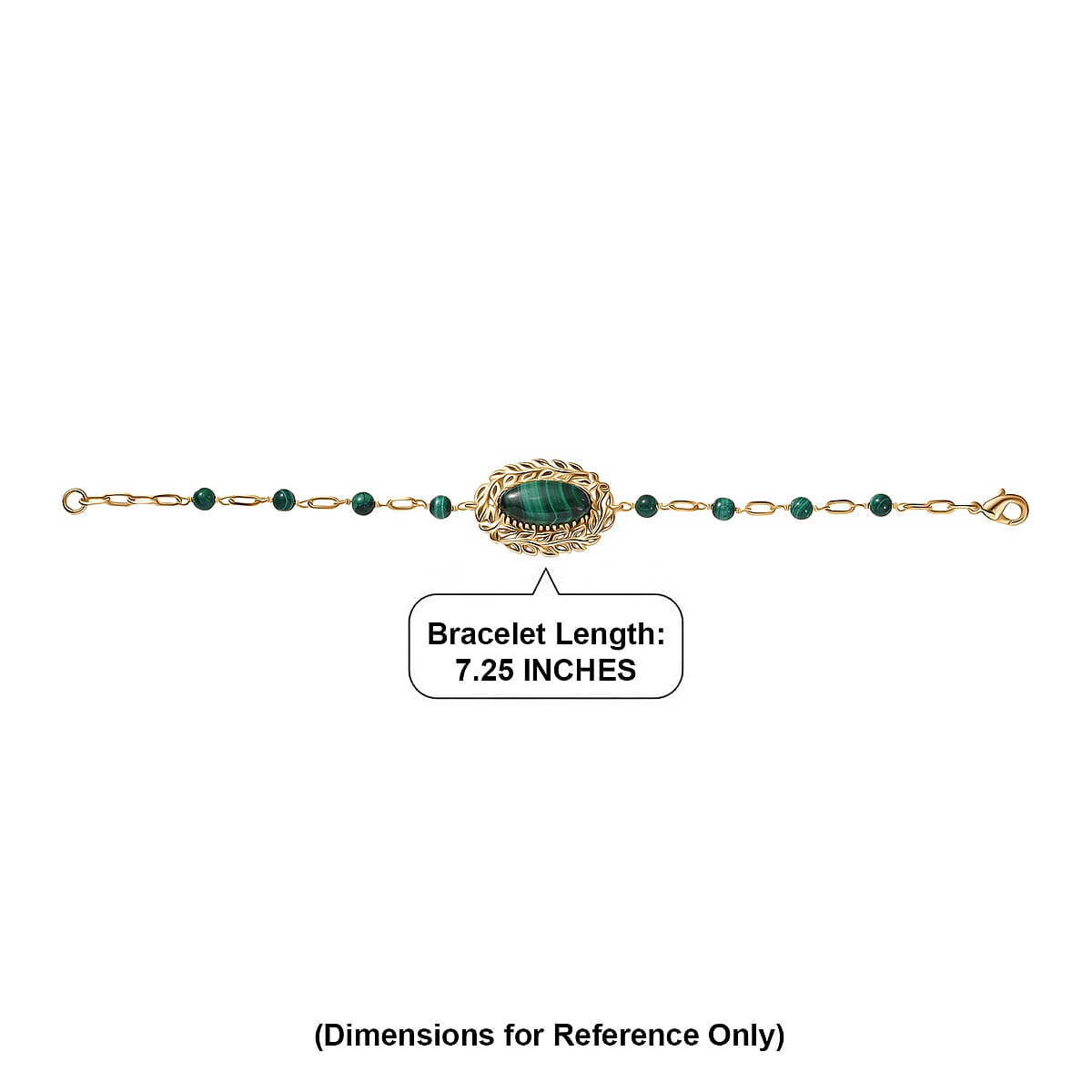 EverTrue African Malachite 17.90 ctw Bracelet in 18K YG Plated (7.25 In) image number 4