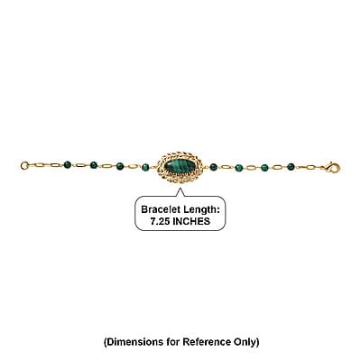 EverTrue African Malachite 17.90 ctw Tropical Forest Bracelet in 18K YG Plated (7.25 In)