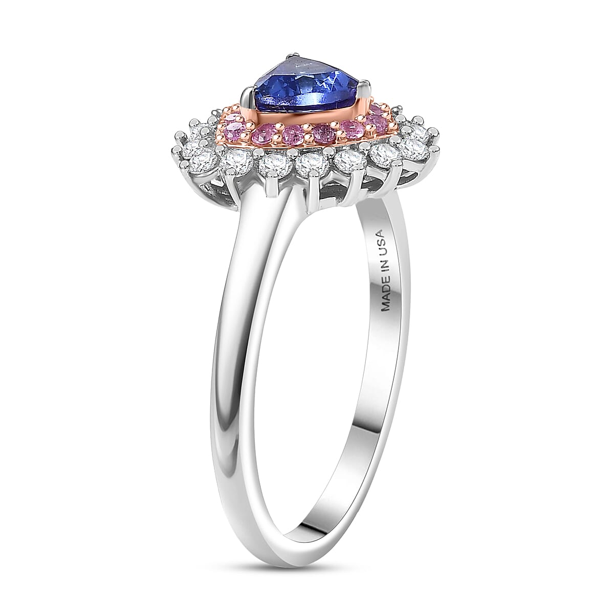 D'Joy AAA Tanzanite and Multi Gemstone 1.60 ctw  Ring in Rhodium Over Sterling Silver (Size 10.0)