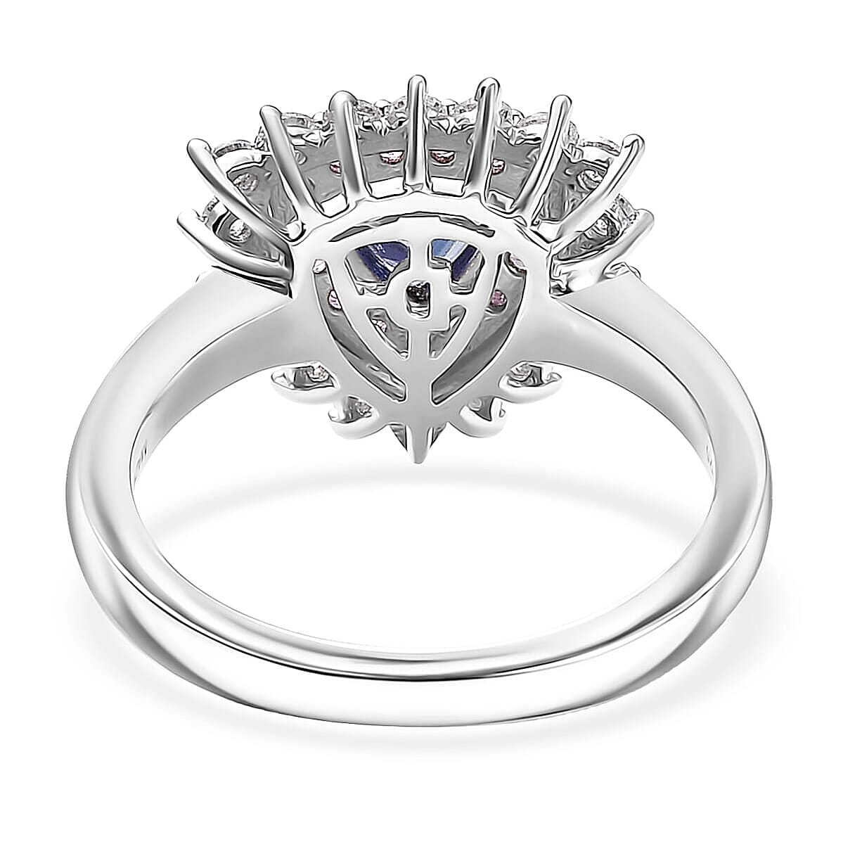 D'Joy AAA Tanzanite and Multi Gemstone 1.60 ctw Royale Aura Ring in Rhodium Over Sterling Silver (Size 10.0) image number 4