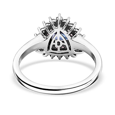 D'Joy AAA Tanzanite and Multi Gemstone 1.60 ctw  Ring in Rhodium Over Sterling Silver (Size 10.0)