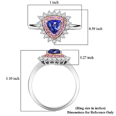 D'Joy AAA Tanzanite and Multi Gemstone 1.60 ctw  Ring in Rhodium Over Sterling Silver (Size 10.0)