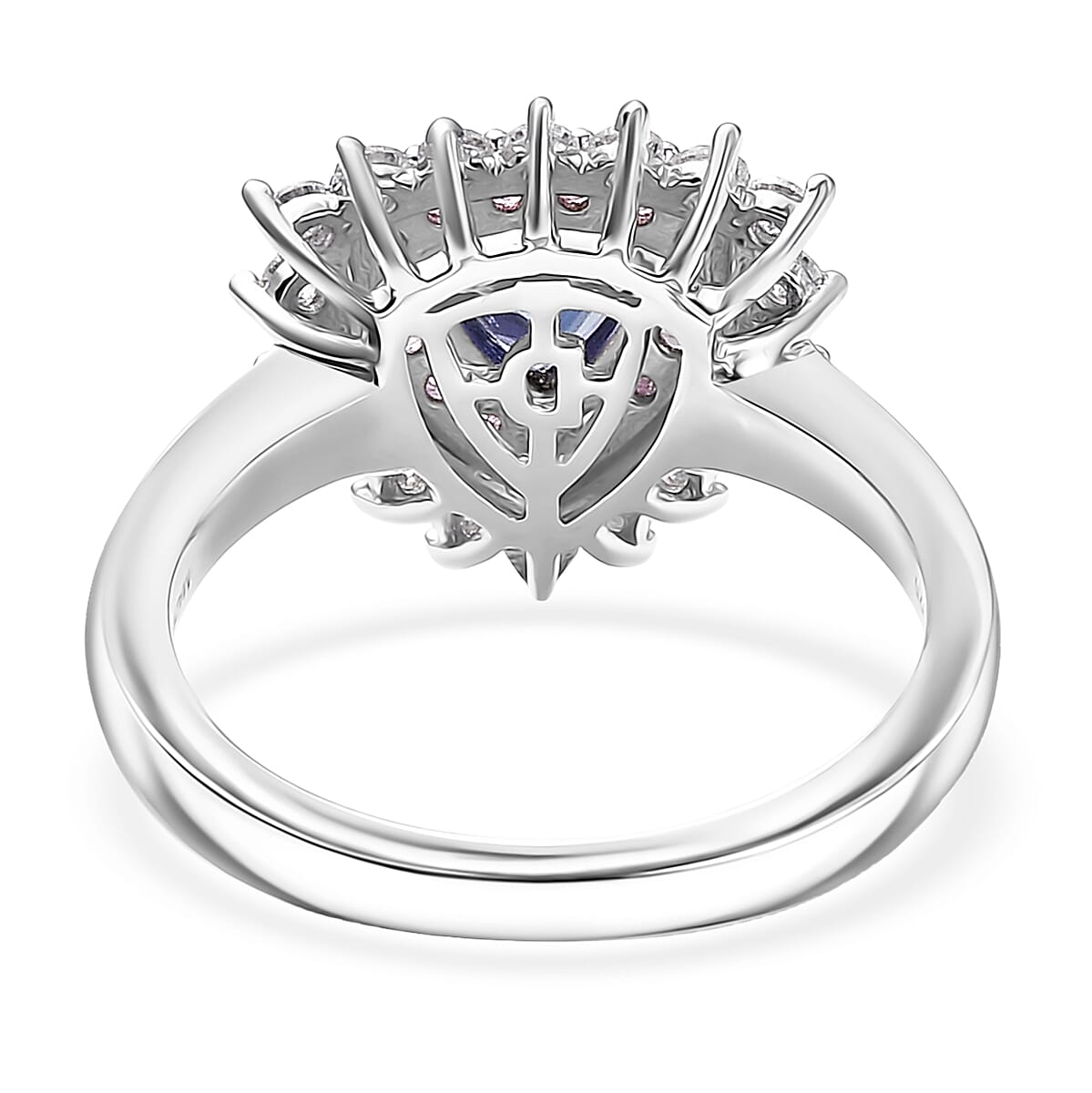 D'Joy AAA Tanzanite and Multi Gemstone 1.60 ctw Royale Aura Ring in Rhodium Over Sterling Silver (Size 7.0) image number 4