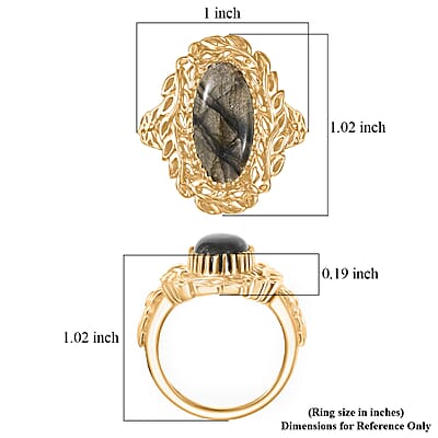 EverTrue Malagasy Labradorite 5.15 ctw  Tropical Forest Ring in 18K YG Plated (Size 10.0)