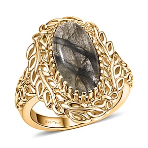 EverTrue Malagasy Labradorite 5.15 ctw  Tropical Forest Ring in 18K YG Plated (Size 6.0)