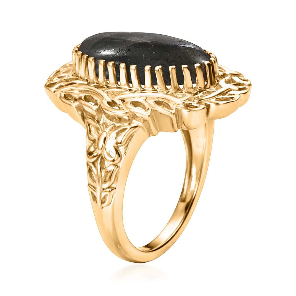 EverTrue Malagasy Labradorite 5.15 ctw  Tropical Forest Ring in 18K YG Plated (Size 7.0) image number 4