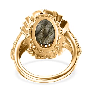 EverTrue Malagasy Labradorite 5.15 ctw  Tropical Forest Ring in 18K YG Plated (Size 8.0)