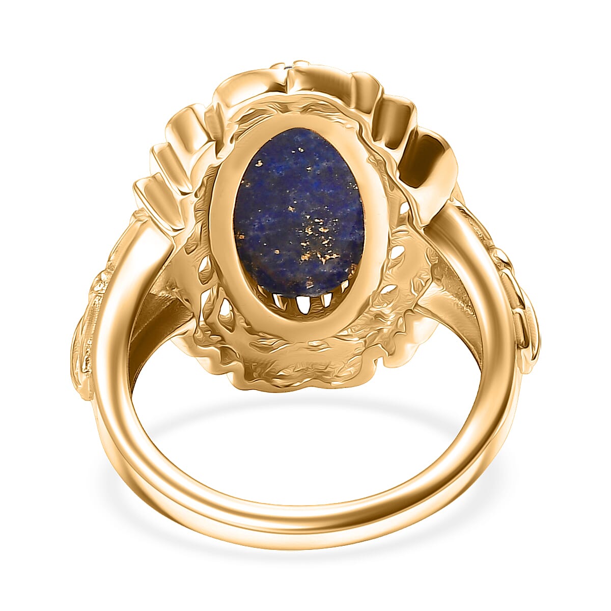 EverTrue Lapis Lazuli 5.80 ctw Tropical Forest Ring in 18K Yellow Gold Plated (Size 11.0) image number 4
