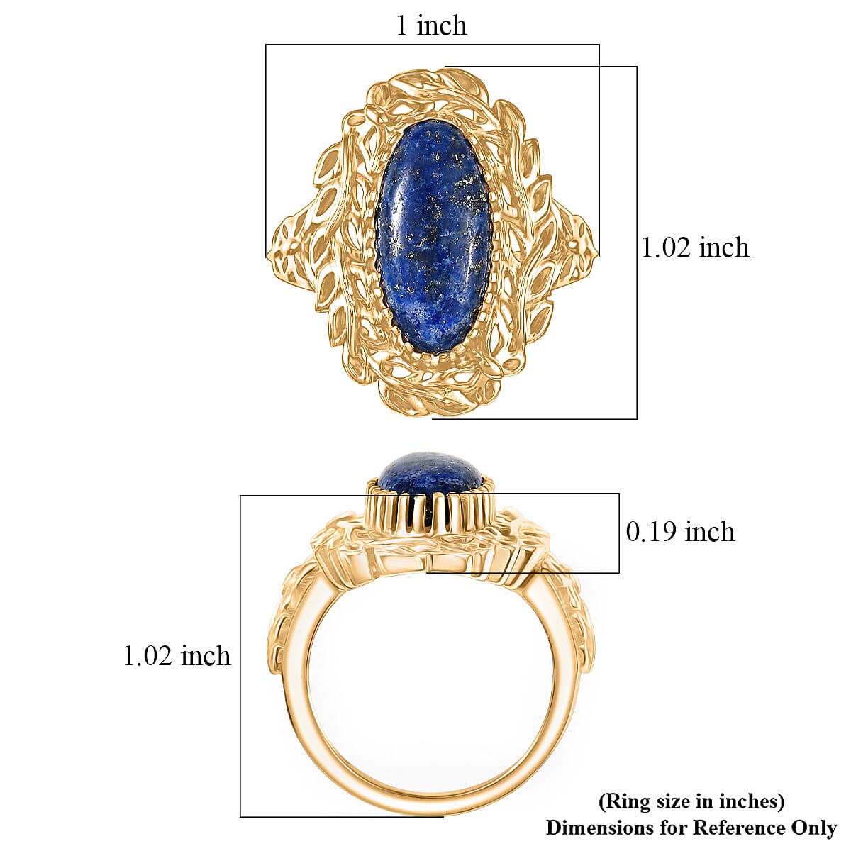 EverTrue Lapis Lazuli 5.80 ctw Tropical Forest Ring in 18K Yellow Gold Plated (Size 6.0) image number 5