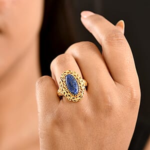 EverTrue Lapis Lazuli 5.80 ctw Tropical Forest Ring in 18K Yellow Gold Plated (Size 8.0)