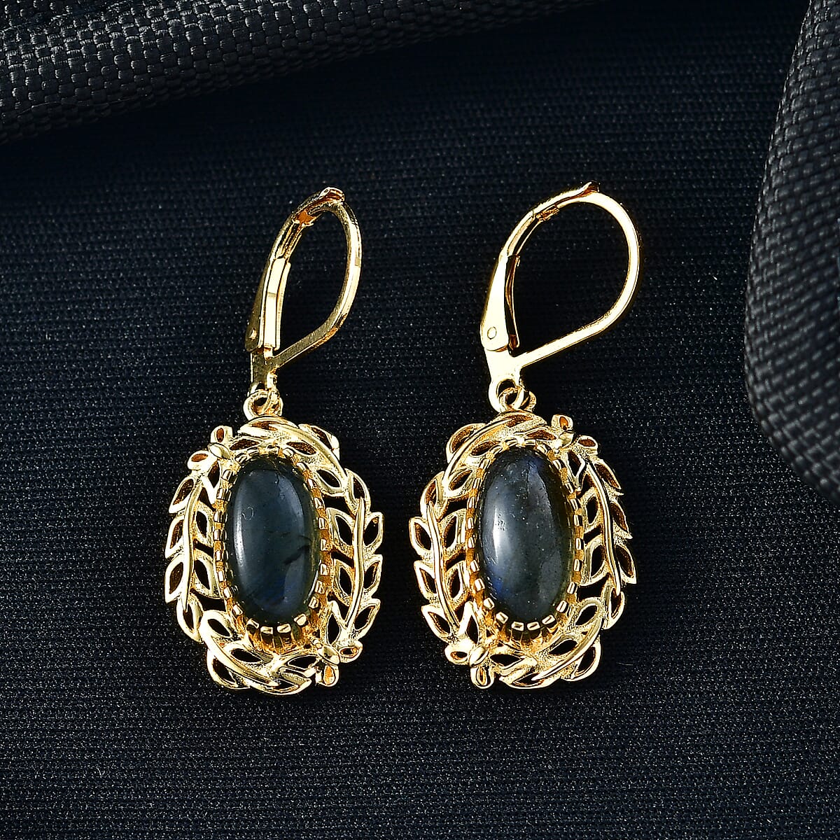 EverTrue Malagasy Labradorite 4.50 ctw Tropical Forest Earrings in 18K YG Plated image number 1